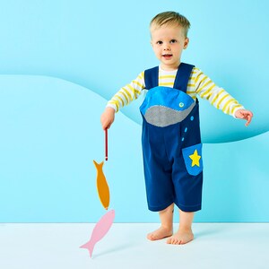 Blue Whale dungaree overalls for children image 3