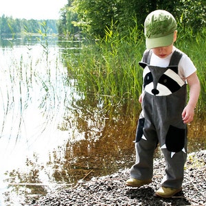 Raccoon dungaree overall for toddler boys and girls