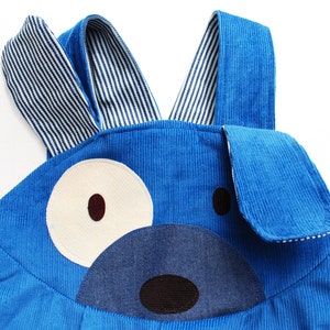 puppy dog dungaree overalls in blue cord image 3