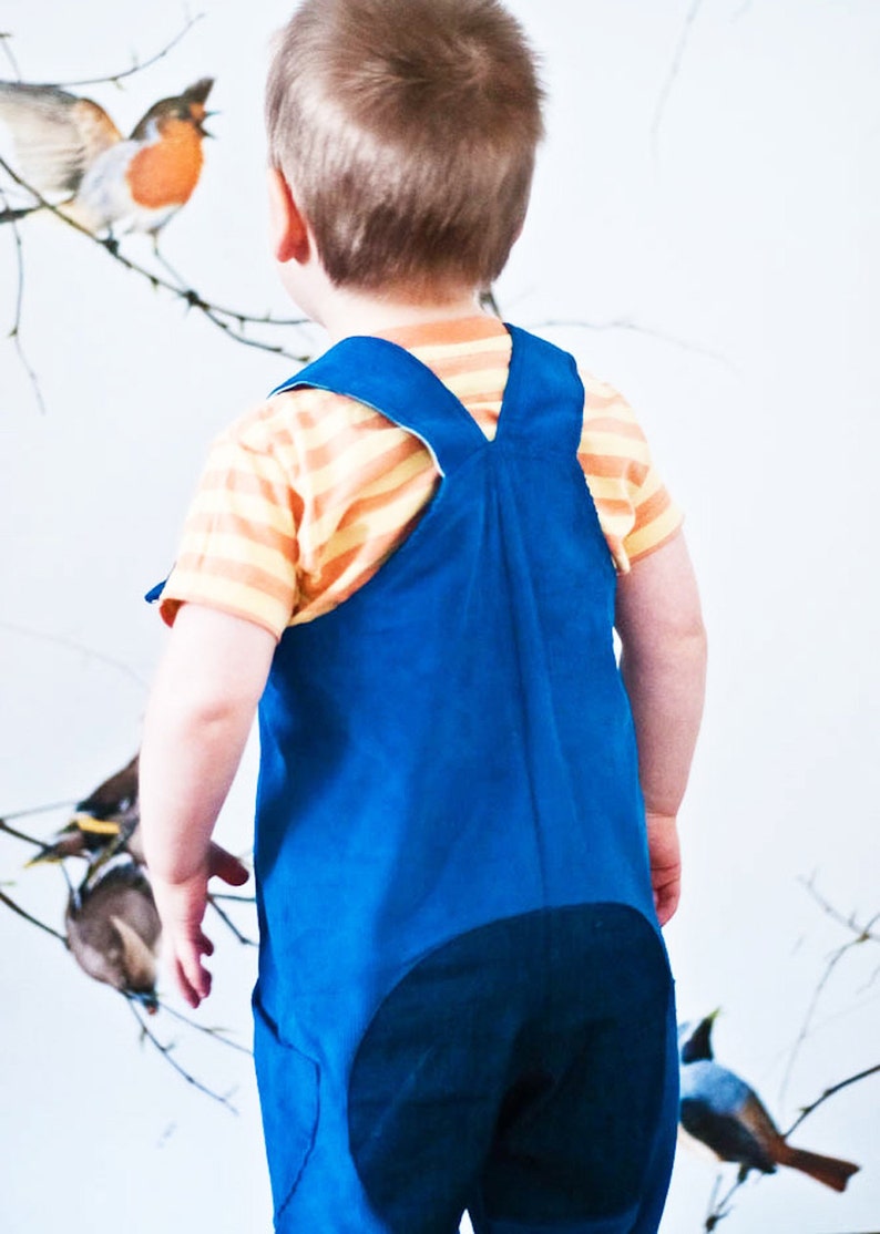 puppy dog dungaree overalls in blue cord image 2