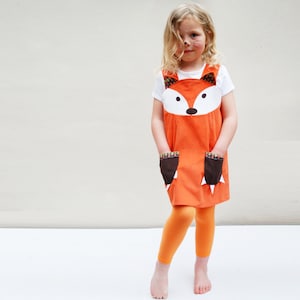 Fox girls Dress original play pinafore in orange corduroy