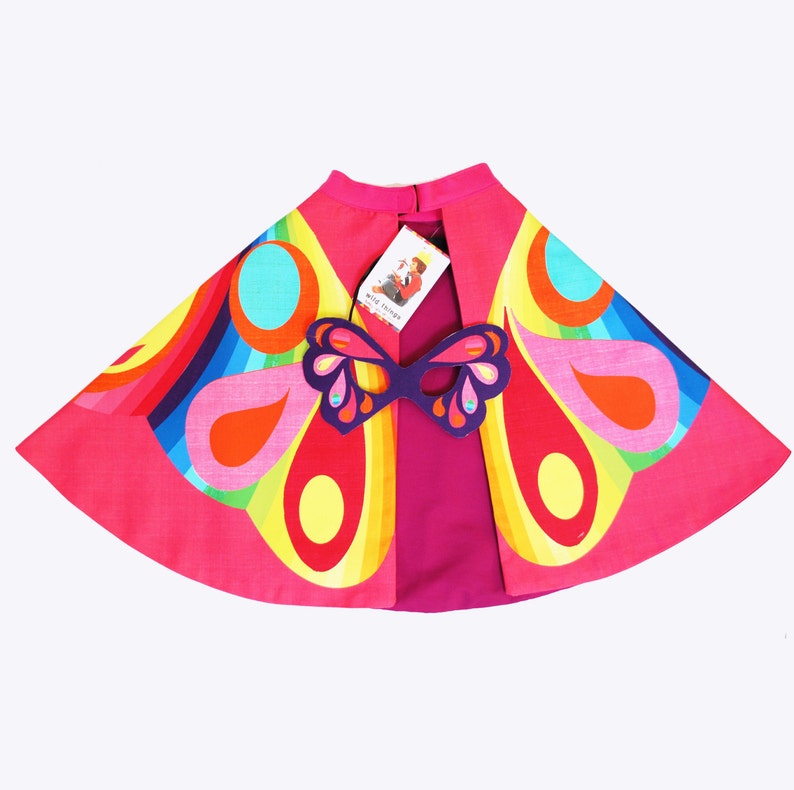 Kids Butterfly Superhero Cape and mask dress up carnival costume set image 3