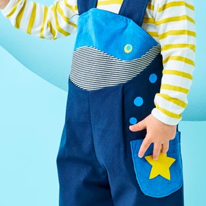 Blue Whale dungaree overalls for children image 2