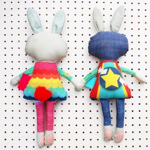 Easter Bunny Doll personalised sewing kit, plush doll kit, doll sewing pattern, super bunny, Easter bunny image 5