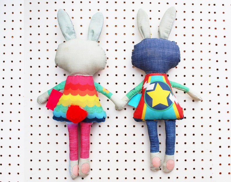 Easter Bunny Doll personalised sewing kit, plush doll kit, doll sewing pattern, super bunny, Easter bunny image 5