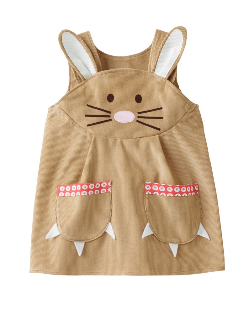 Easter Bunny Rabbit girls pinafore dress costume in caramel or pink cord image 6