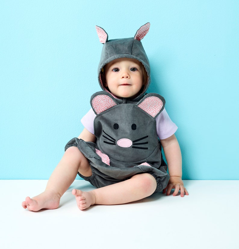 Baby mouse romper shortall with baby bonnet.