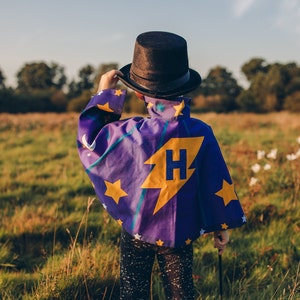 Personalised Magician Wizard Superhero cape and wand set.Add personalised gift bag