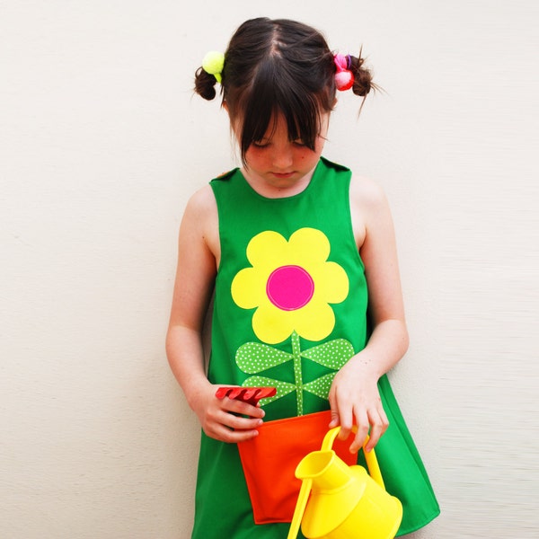 Green flower dress for girls and babies