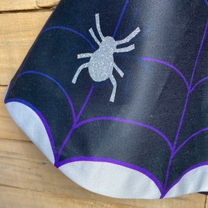 Cobweb Halloween Hero Cape and Mask set, personalised glow in the dark cape, spooky costume, witches cape image 3