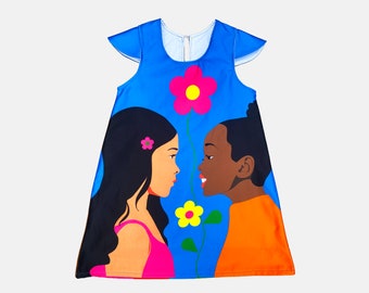 Robe d’amitié, robe de fête pour filles, robe de filles meilleures amies, cadeau d’amitié pour filles, robe de fierté pour enfants 6m, 1y, 2y, 3y, 4y, 5,6y, 7y