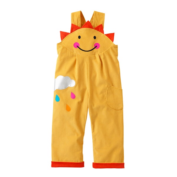 Sunshine dungaree, toddler boy girl overalls for imaginative wear