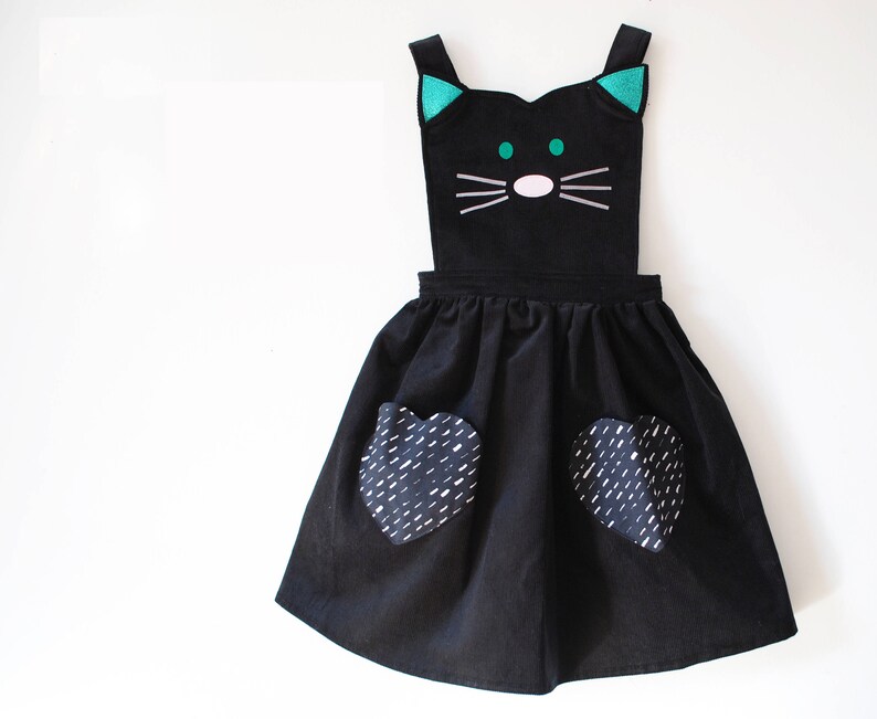Girls cat pinafore dress with glitter ears image 2