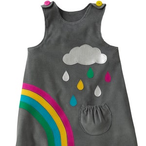 girls dress rainbow raindrops cloud grey pinafore image 3