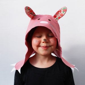 Bunny rabbit kids hat in Liberty pink image 3