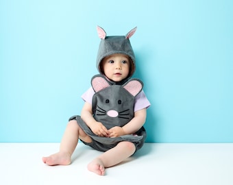 Baby mouse romper shortall with baby bonnet.