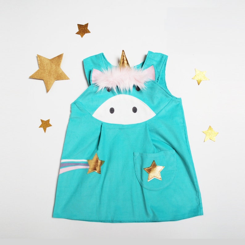 Unicorn girls pinafore dress image 3