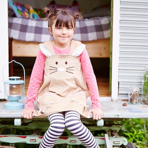 Easter Bunny Rabbit girls pinafore dress costume in caramel or pink cord