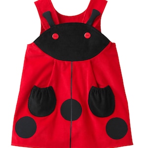 Ladybird fancy pinafore Dress in red cord