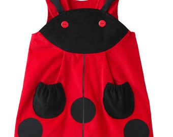 Ladybird fancy pinafore Dress in red cord