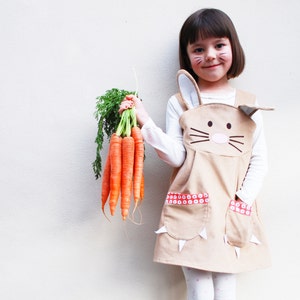 Easter Bunny Rabbit girls pinafore dress costume in caramel or pink cord image 7