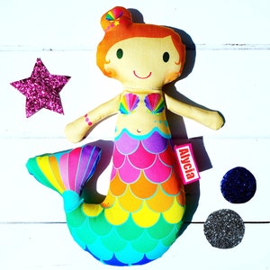 craft plush doll kit make your own DIY personalised rag doll mermaid + name