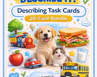 Speech Therapy Describing Task Cards | Real Photo Language Activity (20 Card Printable Bundle)