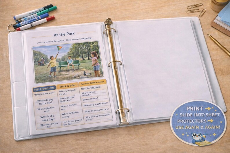 WH Questions Picture Scenes | Speech Therapy Printable | Real Photo Language Activities | Describe & Inferencing PDF image 2