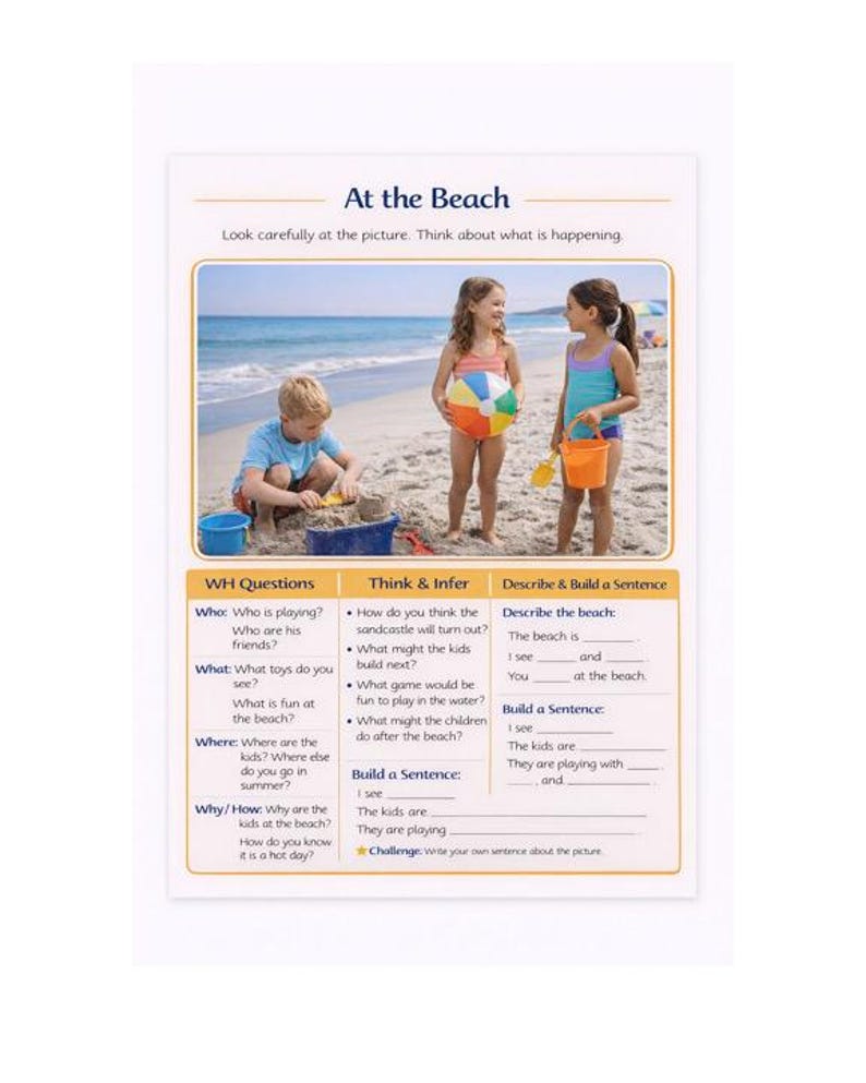 WH Questions Picture Scenes | Speech Therapy Printable | Real Photo Language Activities | Describe & Inferencing PDF image 5