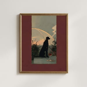 Black Dog with Cigarette Print, Dog Poster Wall Art, Funny Animal Wall Art, Digital Download