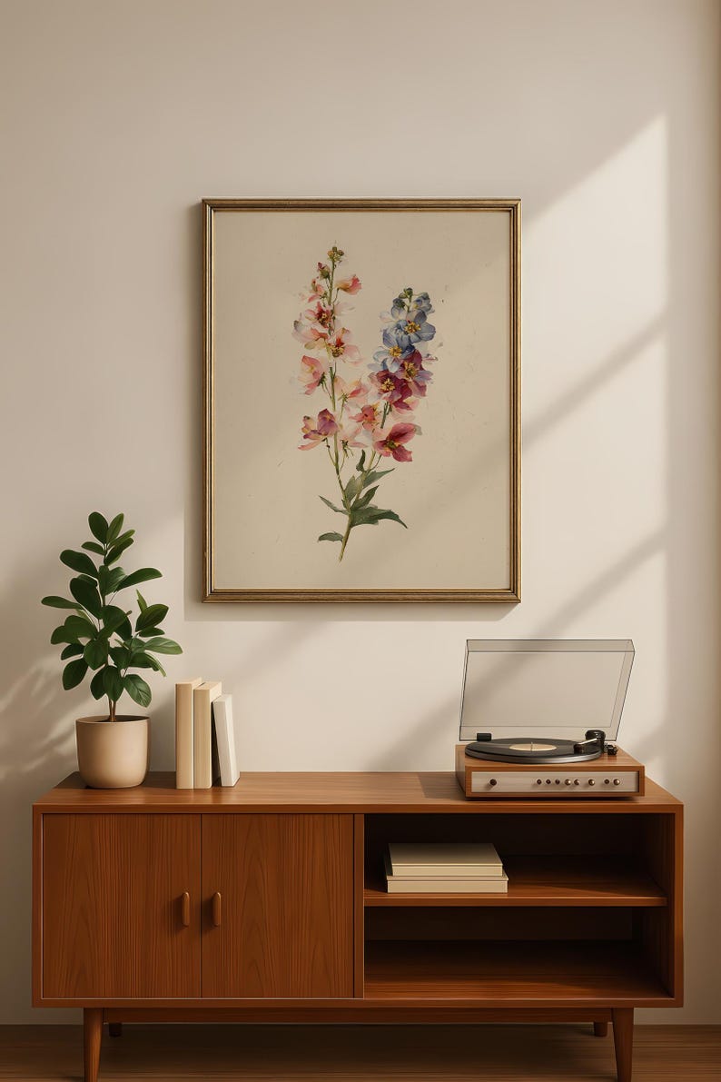 Antique Wildflower Watercolor Print, Vintage Botanical Floral Art ...