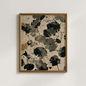 Neutral Japanese Botanical Print, Abstract Leaf Pattern, Wabi Sabi Wall Art, Japandi Decor, Minimalist Floral Poster, Digital Download