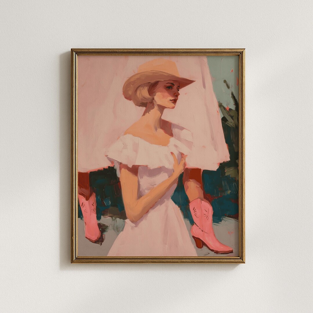 retro cowgirl art prints - set of 3 - digital download... Pink Western Cowgirl Print | Retro Girly Apartment Decor | Preppy ...