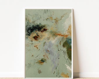 Sage Green Abstract Oil Painting, Cottagecore Wall Art, Green Abstract Print, Neutral Bedroom Print, Digital Download