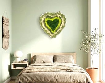 Handgefertigte erhaltene Moos Wandkunst - gerahmte biophile Dekoration für Haus, Wohnzimmer, Büro & Eingangsbereich