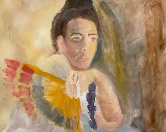 Girl with Fan, figure painting