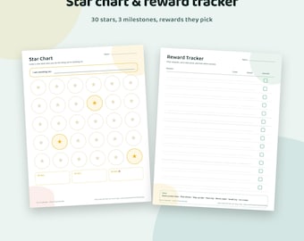 Star Chart Printable for Kids + Reward Tracker | 30 Star Reward Chart with Milestones | Toddler Reward Chart | Letter A4 PDF