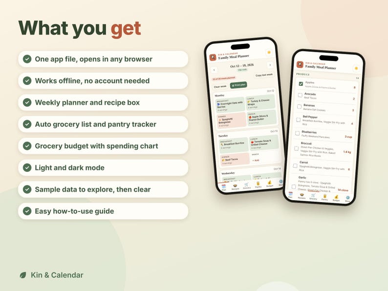 Family Meal Planner Pro App, Recipe Organizer, Auto Grocery List by Aisle, Pantry Inventory, Grocery Budget Tracker, HTML Download image 11