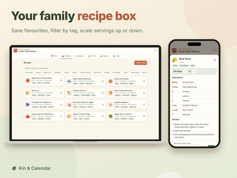 Family Meal Planner Pro App, Recipe Organizer, Auto Grocery List by Aisle, Pantry Inventory, Grocery Budget Tracker, HTML Download image 6