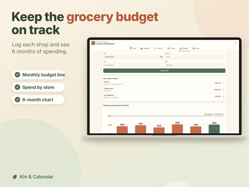 Family Meal Planner Pro App, Recipe Organizer, Auto Grocery List by Aisle, Pantry Inventory, Grocery Budget Tracker, HTML Download image 8