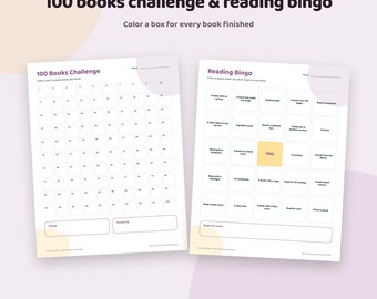 100 Books Challenge Printable | Book Tracker & Reading Bingo for Kids | Summer Reading Log Challenge | Letter A4 PDF