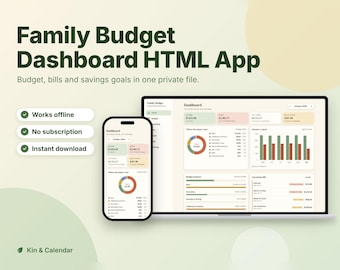 Family Budget Planner App | Budget Tracker, Bill Tracker, Expense Tracker & Savings Goals | Monthly Budget Dashboard | Digital Download