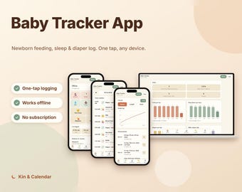 Baby Tracker App, Newborn Feeding Sleep Diaper Log, Printable Report, Growth Chart, Offline HTML Digital Download