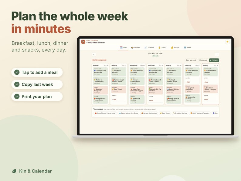 Family Meal Planner Pro App, Recipe Organizer, Auto Grocery List by Aisle, Pantry Inventory, Grocery Budget Tracker, HTML Download image 5