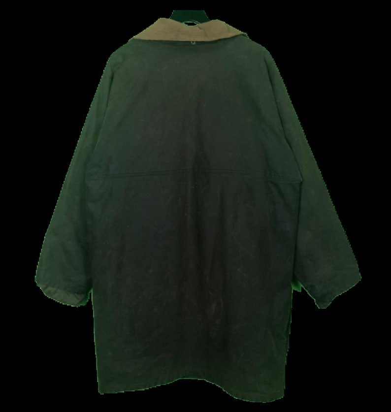 VTG 80s 90s Waxed Cotton Hunting Jacket Mens SZ L Plaid Lined Coat Green A9