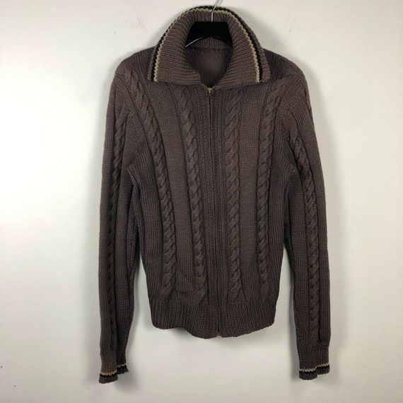VTG 40s 50s Large Collar Cardigan Sweater Mens SZ