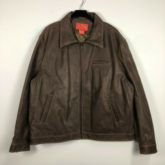 Faconnable Jeans Dark Brown Leather Bomber Jacket