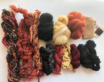 Orange Handspun Yarn 3 Birthday Present Gold Yellow Firework Dragon Volcano Lava Flames Fire 50g Knitting Crochet