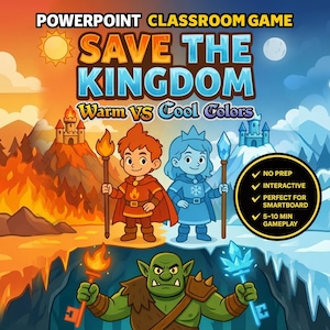 Warmes oder cooles Farbspiel | Interaktives Power Point Klassenspiel | Keine Prep Art-Aktivität für Lehrer