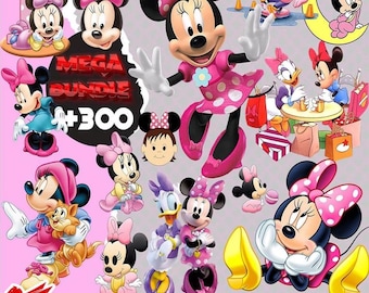 Minnie PNG, Minnie Clipart Bundle, Geburtstagsdekor, druckbare Maus, Baby Minnie Kinderzimmer Dekor, Minnie digitaler Download, rosa Minnie Geburtstag